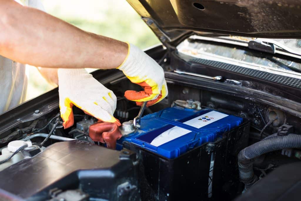 Our Mechanic Replacing the battery in a car During a Routine Maintenance Service in Mays Landing, NJ